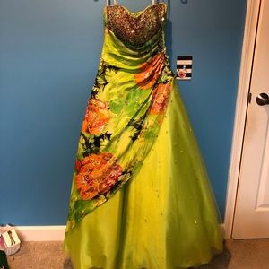 Green Floral Prom Dress